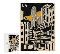 Puzzle 500 PCS pour Adolescents Los Angeles Cityscape Illustration Casse-têtes pour Adolescents Analyse Et Logique Interaction Parent-Enfant Jeux Stimulants Jouets 500 PCS