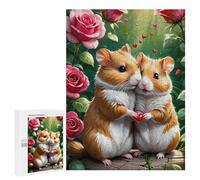Puzzle 500 PCS pour Adolescents Love in Bloom Hamster Romance Puzzles pour Adultes Jeux De Détente Décoration Parfaite Interaction Parent-Enfant 500 PCS