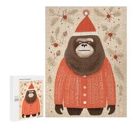 Puzzle 500 PCS pour Adolescents Lovely Gorilla Xmas Puzzle Adulte Jeu Manuel Décoration Intérieure Cadeaux Uniques pour Anniversaire Et Noël 500 PCS