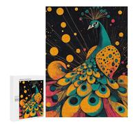 Puzzle 500 PCS pour Adolescents Majestic Peacock Illustration Vibrant and Elegant Design Peacock with Colorful Feathers Puzzles pour Adultes Jeu Familial Décoration Intérieure pour Anniversaire, Noë