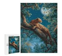 Puzzle 500 PCS pour Adolescents Moonlit Jungle Leopard Rest Puzzle pour Adolescents Améliore La Mémoire Défi À Compléter Amusant en Famille Et Soirée Jeux 500 PCS