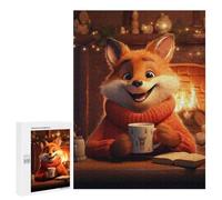 Puzzle 500 PCS pour Adolescents Morning Cute Fox Christmas Puzzles pour Adultes Jeu Familial Décoration Intérieure pour Anniversaire, Noël 500 PCS