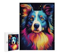 Puzzle 500 PCS pour Adolescents Neon Border Collie Puzzle pour Adultes Jouets Anti-Stress Difficile Idéal comme Cadeau 500 PCS