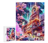 Puzzle 500 PCS pour Adolescents Neon Cityscape Vibrant Future Puzzles pour Adultes Jeu Familial Course De Vitesse Manuelle Cadeaux Anti-Stress 500 PCS