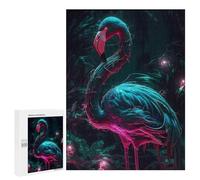 Puzzle 500 PCS pour Adolescents Neon Flamingo in Jungle Puzzles pour Adultes Jeu Familial Course De Vitesse Manuelle Cadeaux Anti-Stress 500 PCS