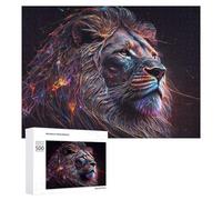 Puzzle 500 PCS pour Adolescents Neon Lion Digital Artwork Puzzle pour Adultes Jeu De Réflexion, Analyse Et Logique, Idéal comme Cadeau 500 PCS