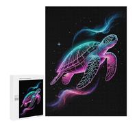 Puzzle 500 PCS pour Adolescents Neon Turtle in Space Casse-têtes pour Adultes Jeux Relaxants Analyse Et Logique Interaction Parent-Enfant 500 PCS