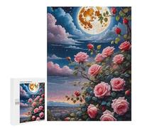 Puzzle 500 PCS pour Adolescents Night Rose Garden Moonlit Sky Puzzle pour Adultes Jeu De Réflexion, Analyse Et Logique, Idéal comme Cadeau 500 PCS