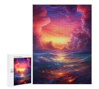 Puzzle 500 PCS pour Adolescents Ocean Sunset Waves-4 Puzzle pour Adolescents Améliore La Mémoire Défi À Compléter Amusant en Famille Et Soirée Jeux 500 PCS