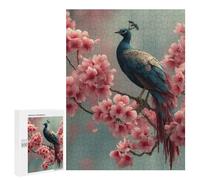 Puzzle 500 PCS pour Adolescents Peacock Perched Among Cherry Blossoms Puzzles pour Adultes Jeu Familial Décoration Intérieure pour Anniversaire, Noël 500 PCS
