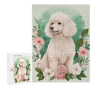 Puzzle 500 PCS pour Adolescents Poodle Floral Portrait Puzzle pour Adultes Jouets Anti-Stress Difficile Idéal comme Cadeau 500 PCS