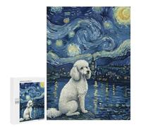 Puzzle 500 PCS pour Adolescents Poodle in Starry Night Painting Jeux De Puzzle Relaxants, Défi Difficile, Cadeaux Uniques pour Anniversaire Et Noël 500 PCS