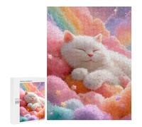 Puzzle 500 PCS pour Adolescents Rainbow Cloud Cat Dreamscape Puzzles pour Adultes : Améliorent La Mémoire, Difficiles Et Stimulants, Cadeaux De Noël Et d'anniversaire 500 PCS