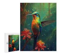 Puzzle 500 PCS pour Adolescents Rainbow Hummingbird in Amazon Rainforest-1 Puzzle pour Adolescents Améliore La Mémoire Défi À Compléter Amusant en Famille Et Soirée Jeux 500 PCS