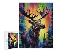 Puzzle 500 PCS pour Adolescents Rainbow Moose in Forest Puzzles pour Adultes Jeux De Détente Décoration Parfaite Interaction Parent-Enfant 500 PCS