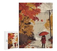 Puzzle 500 PCS pour Adolescents Rainy Autumn Walk Puzzle Jeux De Famille Assemblage De Motifs Cadeaux Uniques pour Anniversaire Et Noël 500 PCS