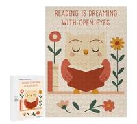 Puzzle 500 PCS pour Adolescents Reading Owl with Flowers Illustration Casse-têtes pour Adolescents Analyse Et Logique Interaction Parent-Enfant Jeux Stimulants Jouets 500 PCS