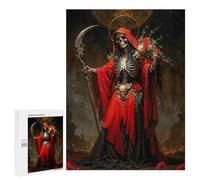 Puzzle 500 PCS pour Adolescents Red Santa Muerte with Roses Jeux De Puzzle Relaxants, Défi Difficile, Cadeaux Uniques pour Anniversaire Et Noël 500 PCS
