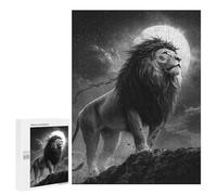 Puzzle 500 PCS pour Adolescents Regal Lion Moonlit Majesty -2 Puzzles pour Adultes : Améliorent La Mémoire, Difficiles Et Stimulants, Cadeaux De Noël Et d'anniversaire 500 PCS