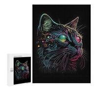 Puzzle 500 PCS pour Adolescents Retro Abstract Cat Art Jeux De Puzzle Relaxants, Défi Difficile, Cadeaux Uniques pour Anniversaire Et Noël 500 PCS