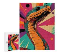 Puzzle 500 PCS pour Adolescents Retro Snake Art Cobra Pop Art Print Snake Art Puzzle Adulte Jeu Manuel Décoration Intérieure Cadeaux Uniques pour Anniversaire Et Noël 500 PCS