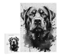 Puzzle 500 PCS pour Adolescents Rottweiler Black Portrait Puzzle Jeux De Famille Assemblage De Motifs Cadeaux Uniques pour Anniversaire Et Noël 500 PCS