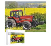 Puzzle 500 PCS pour Adolescents Rustic Red Tractor Amidst Vibrant Yellow Fields Puzzles pour Adultes Jeu Familial Course De Vitesse Manuelle Cadeaux Anti-Stress 500 PCS