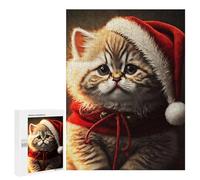 Puzzle 500 PCS pour Adolescents Santa Dressed Cat Puzzles pour Adultes Jeu Familial Décoration Intérieure pour Anniversaire, Noël 500 PCS