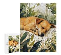Puzzle 500 PCS pour Adolescents Sleeping Dog Animal Art Puzzle Adulte Jeu Manuel Décoration Intérieure Cadeaux Uniques pour Anniversaire Et Noël 500 PCS
