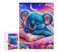 Puzzle 500 PCS pour Adolescents Sleepy Blue Koala Night Puzzle pour Adolescents Améliore La Mémoire Défi À Compléter Amusant en Famille Et Soirée Jeux 500 PCS