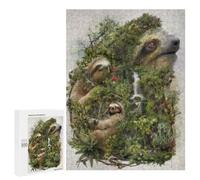 Puzzle 500 PCS pour Adolescents Sloth Family in Amazon Rainforest Puzzle pour Adolescents Améliore La Mémoire Défi À Compléter Amusant en Famille Et Soirée Jeux 500 PCS