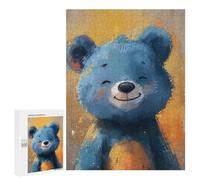 Puzzle 500 PCS pour Adolescents Smiling Blue Bear Puzzles pour Adultes Jeux De Détente Décoration Intérieure Cadeaux Uniques pour Anniversaire Et Noël 500 PCS