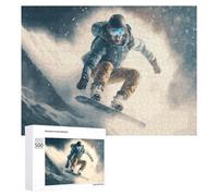 Puzzle 500 PCS pour Adolescents Snowboarder in Action on Mountain Slope -2 Puzzles pour Adultes Jeux De Détente Décoration Parfaite Interaction Parent-Enfant 500 PCS