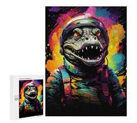 Puzzle 500 PCS pour Adolescents Space Crocodile Colorful Artwork Puzzle pour Adolescents Améliore La Mémoire Défi À Compléter Amusant en Famille Et Soirée Jeux 500 PCS