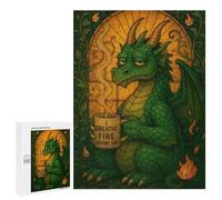 Puzzle 500 PCS pour Adolescents Stained Glass Coffee Dragon Jeux De Puzzle Relaxants, Défi Difficile, Cadeaux Uniques pour Anniversaire Et Noël 500 PCS