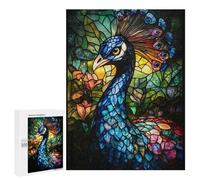 Puzzle 500 PCS pour Adolescents Stained Glass Peacock Puzzles pour Adultes Jeux Relaxants Décoration Intérieure Cadeaux Uniques pour Anniversaire Et Noël 500 PCS