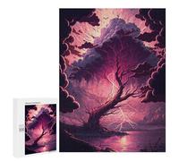 Puzzle 500 PCS pour Adolescents Thunderstorm Tree Lightning Puzzle pour Adolescents Améliore La Mémoire Défi À Compléter Amusant en Famille Et Soirée Jeux 500 PCS