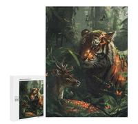 Puzzle 500 PCS pour Adolescents Tiger Deer Fairy Tale Puzzle Jeux De Famille Assemblage De Motifs Cadeaux Uniques pour Anniversaire Et Noël 500 PCS