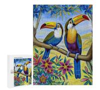 Puzzle 500 PCS pour Adolescents Toucans on A Floral Tree Casse-têtes pour Adultes Jeux Relaxants Analyse Et Logique Interaction Parent-Enfant 500 PCS