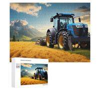 Puzzle 500 PCS pour Adolescents Tractor in Golden Field with Mountains Puzzle pour Adultes Jeu De Réflexion, Analyse Et Logique, Idéal comme Cadeau 500 PCS