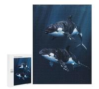Puzzle 500 PCS pour Adolescents Two Orcas Swimming Jeux De Puzzle Relaxants, Défi Difficile, Cadeaux Uniques pour Anniversaire Et Noël 500 PCS