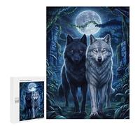 Puzzle 500 PCS pour Adolescents Two Wolf in Jungle Puzzle Adulte Jeu Manuel Décoration Intérieure Cadeaux Uniques pour Anniversaire Et Noël 500 PCS