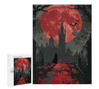 Puzzle 500 PCS pour Adolescents Vampire Gothic City Spooky Puzzle Adulte Jeu Manuel Décoration Intérieure Cadeaux Uniques pour Anniversaire Et Noël 500 PCS