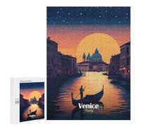 Puzzle 500 PCS pour Adolescents Venice Sunset Gondole Puzzle pour Adultes Jeu Pratique Mais Amusant Et Amusant Pour Anniversaire, Noël 500 PCS