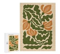 Puzzle 500 PCS pour Adolescents Vibrant Orange Floral Illustration - Modern Botanical Wall Art Print Jeux De Puzzle Relaxants, Défi Difficile, Cadeaux Uniques pour Anniversaire Et Noël 500 PCS