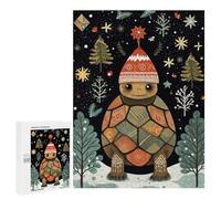 Puzzle 500 PCS pour Adolescents Vintage Turtle Xmas Puzzle Adulte Jeu Manuel Décoration Intérieure Cadeaux Uniques pour Anniversaire Et Noël 500 PCS