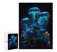 Puzzle 500 PCS pour Adolescents Water Jellyfish Neon Jeux De Puzzle Relaxants, Défi Difficile, Cadeaux Uniques pour Anniversaire Et Noël 500 PCS