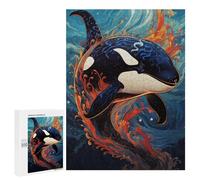 Puzzle 500 PCS pour Adolescents Whale Ocean Artwork Puzzle pour Adolescents Améliore La Mémoire Défi À Compléter Amusant en Famille Et Soirée Jeux 500 PCS