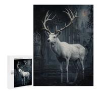 Puzzle 500 PCS pour Adolescents White Stag in Ruins Puzzle Adulte Jeu Manuel Décoration Intérieure Cadeaux Uniques pour Anniversaire Et Noël 500 PCS