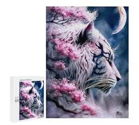 Puzzle 500 PCS pour Adolescents White Tiger Moonlit Blossom Puzzle pour Adultes Jeu De Réflexion, Analyse Et Logique, Idéal comme Cadeau 500 PCS
